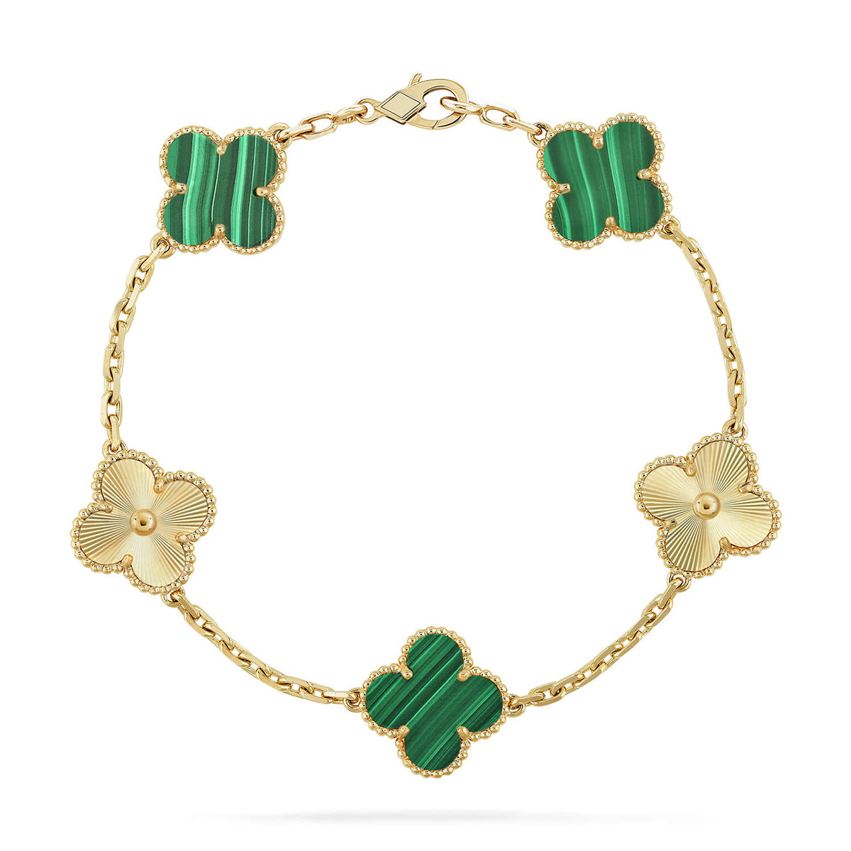 [Okajuri Jewelry]  CLOVER 5 MOTIF MALACHITE BRACELET COLLECTION