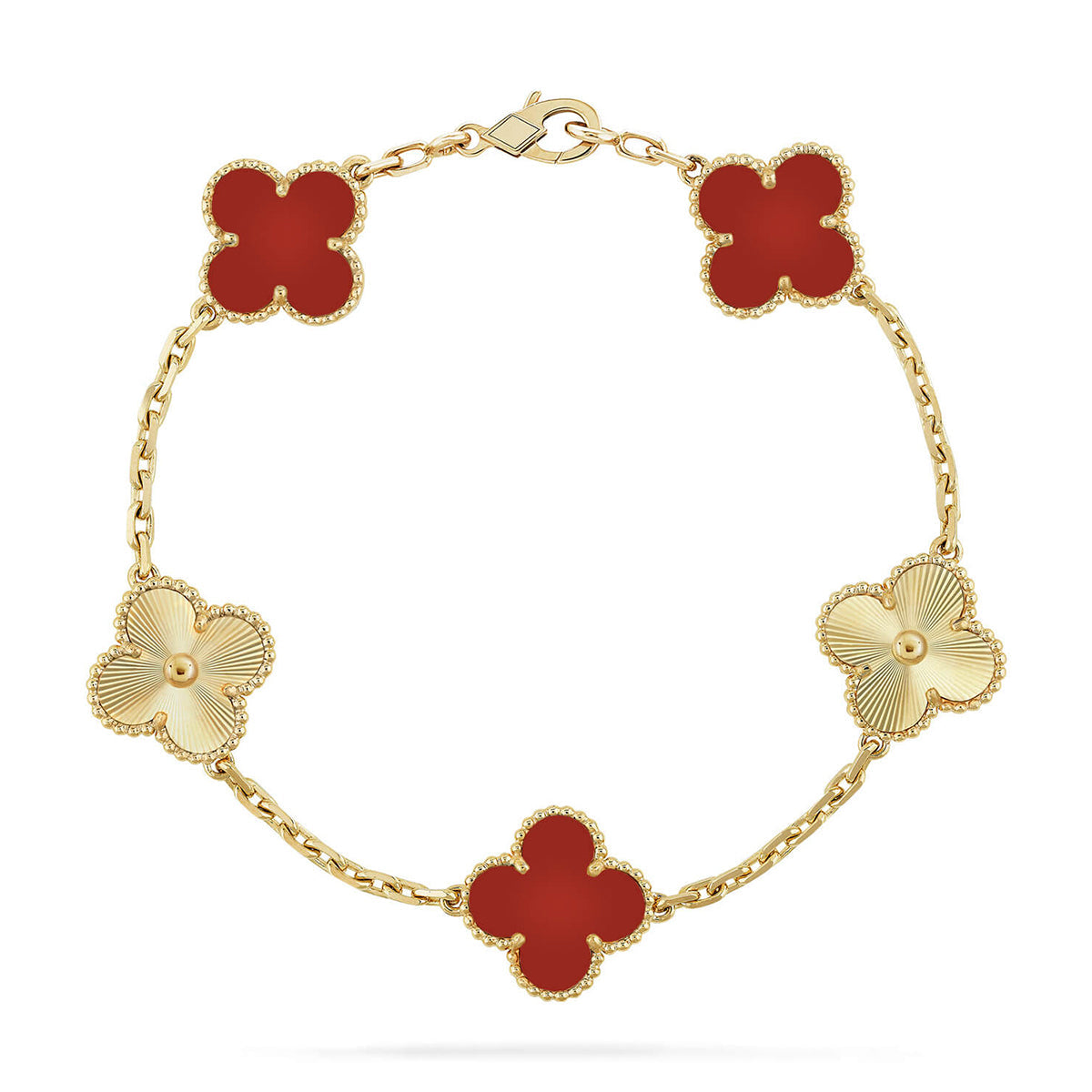 [Okajuri Jewelry] CLOVER 5 MOTIF RED CORNELIAN BRACELET COLLECTION