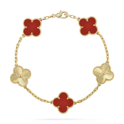 [Okajuri Jewelry] CLOVER 5 MOTIF RED CORNELIAN BRACELET COLLECTION