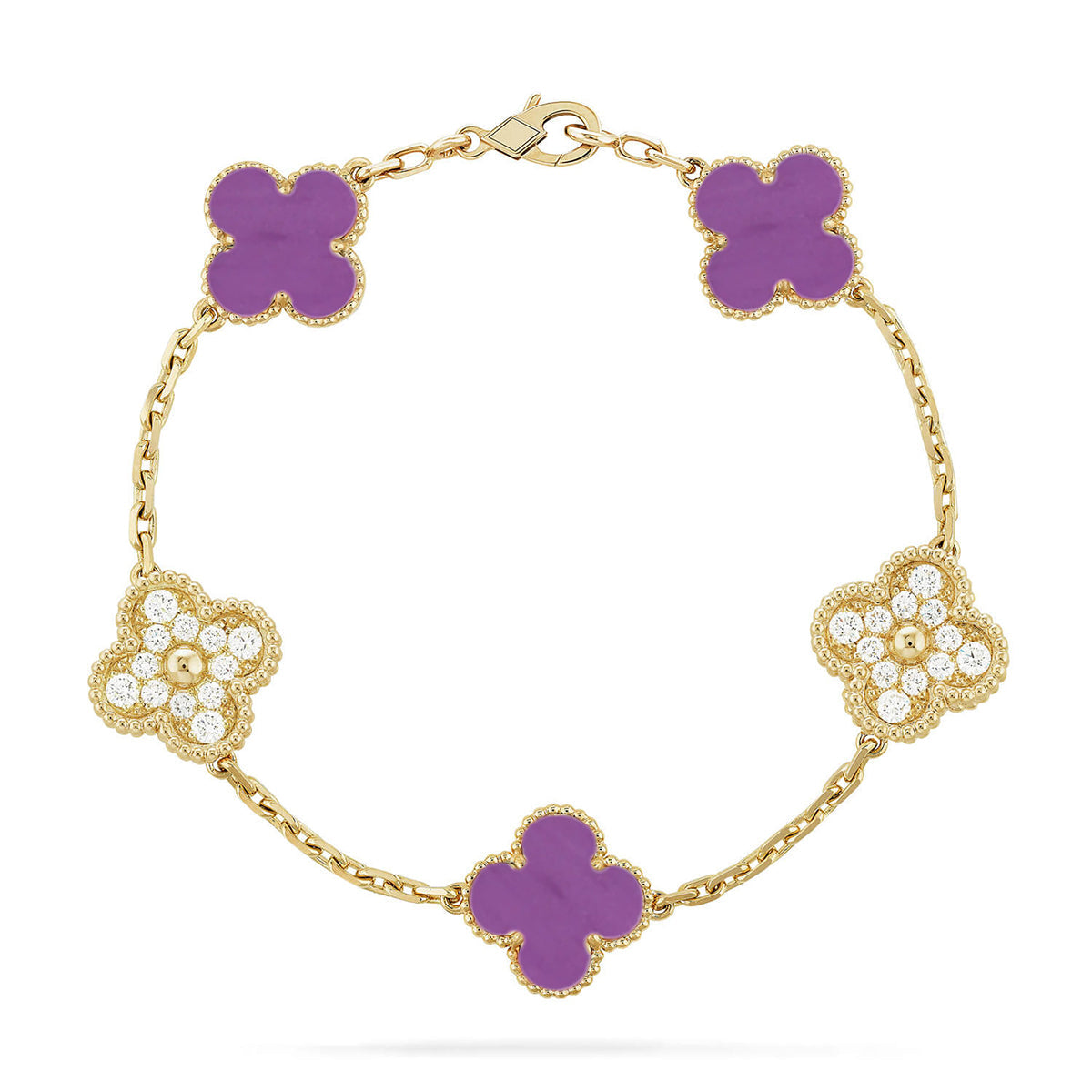 [Okajuri Jewelry] CLOVER 5 MOTIF VIOLET BRACELET COLLECTION