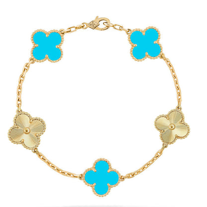 [Okajuri Jewelry] CLOVER 5 MOTIF TURQUOISE BRACELET COLLECTION