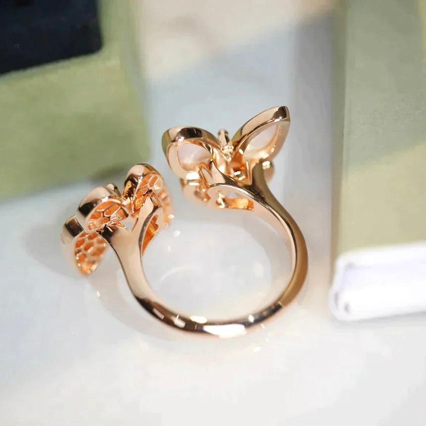 [Okajuri Jewelry]TWIN BUTTERFLY DIAMOND MOP RING