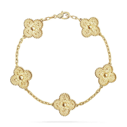 [Okajuri Jewelry]CLOVER 5 MOTIFS BRONZING BRACELET