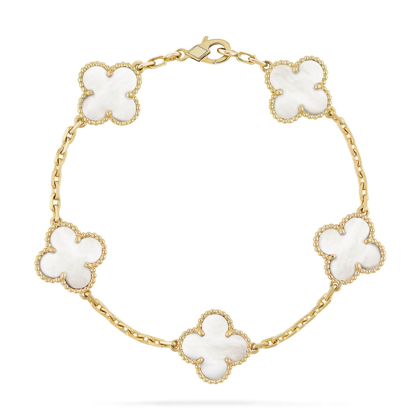 [Okajuri Jewelry]CLOVER  5 MOTIF WHITE MOP BRACELET