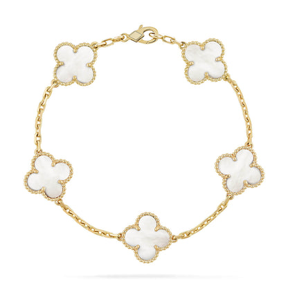 [Okajuri Jewelry]CLOVER  5 MOTIF WHITE MOP BRACELET