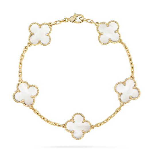 [Okajuri Jewelry]CLOVER  5 MOTIF WHITE MOP BRACELET