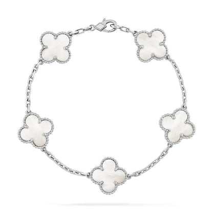 [Okajuri Jewelry]CLOVER SILVER MOP 5 MOTIF BRACELET