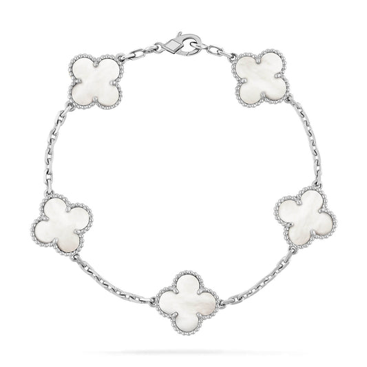 [Okajuri Jewelry]CLOVER SILVER MOP 5 MOTIF BRACELET