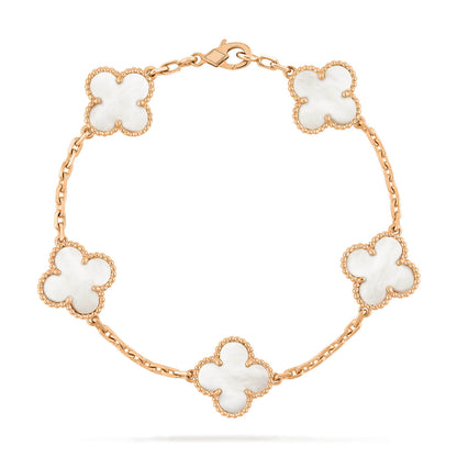 [Okajuri Jewelry]CLOVER  5 MOTIF WHITE MOP BRACELET