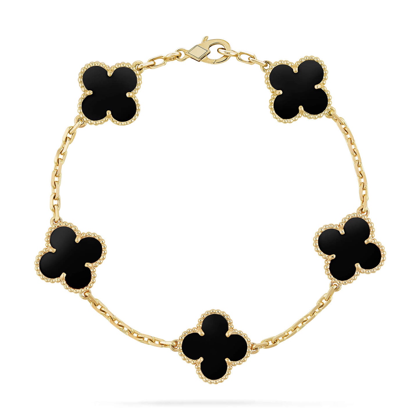 [Okajuri Jewelry]CLOVER  5 MOTIFS BLACK ONYX BRACELET