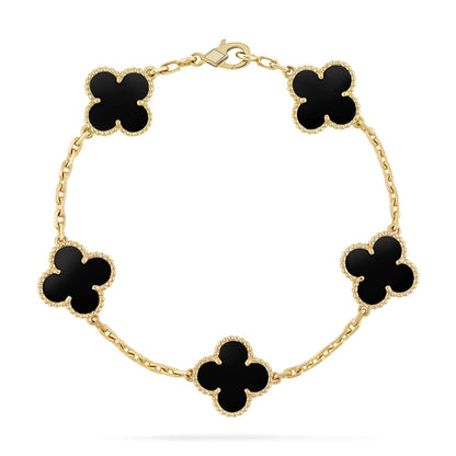 [Okajuri Jewelry]CLOVER  5 MOTIFS BLACK ONYX BRACELET