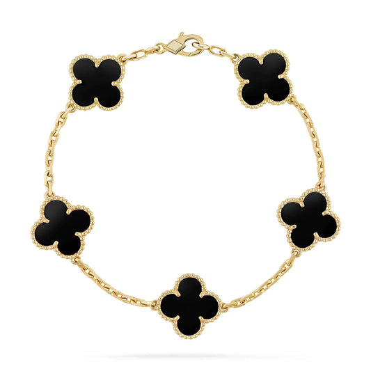 [Okajuri Jewelry]CLOVER  5 MOTIFS BLACK ONYX BRACELET