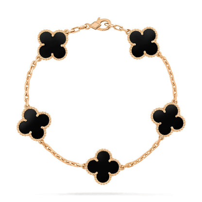 [Okajuri Jewelry]CLOVER  5 MOTIFS BLACK ONYX BRACELET