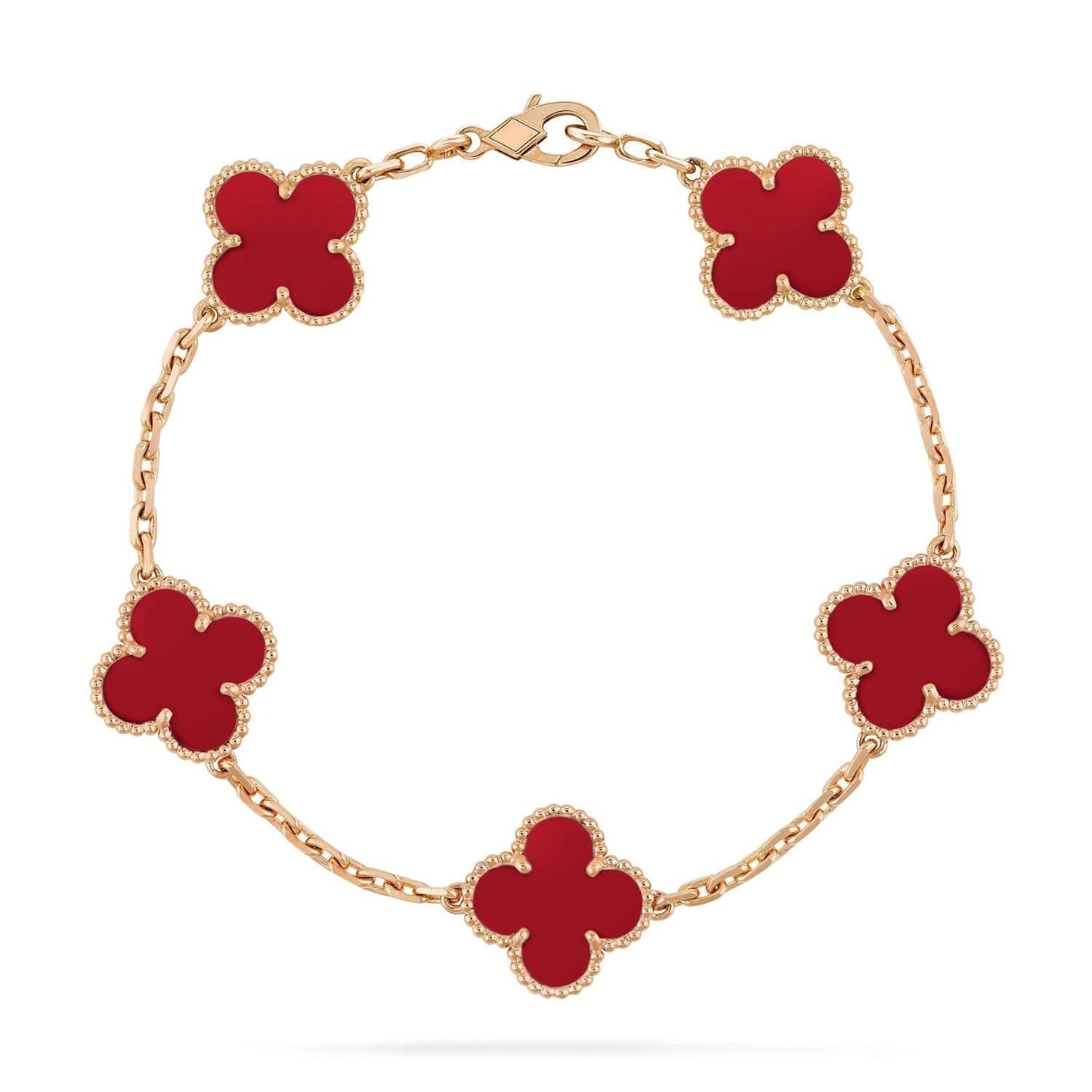 [Okajuri Jewelry]CLOVER 5 MOTIFS RED AGATE  BRACELET