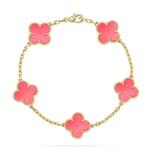 [Okajuri Jewelry]CLOVER 5 PINK MOP BRACELET