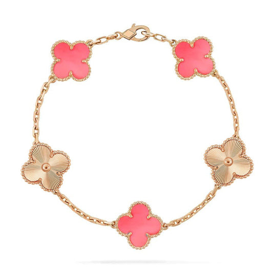 [Okajuri Jewelry]CLOVER BRACELET 5 MOTIF PINK AND PINK GOLD
