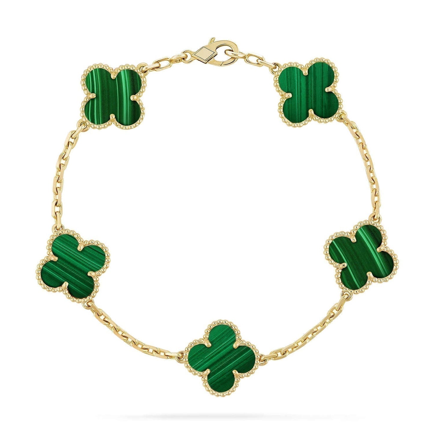 [Okajuri Jewelry]CLOVER 5 MOTIFS MALACHITE BRACELET