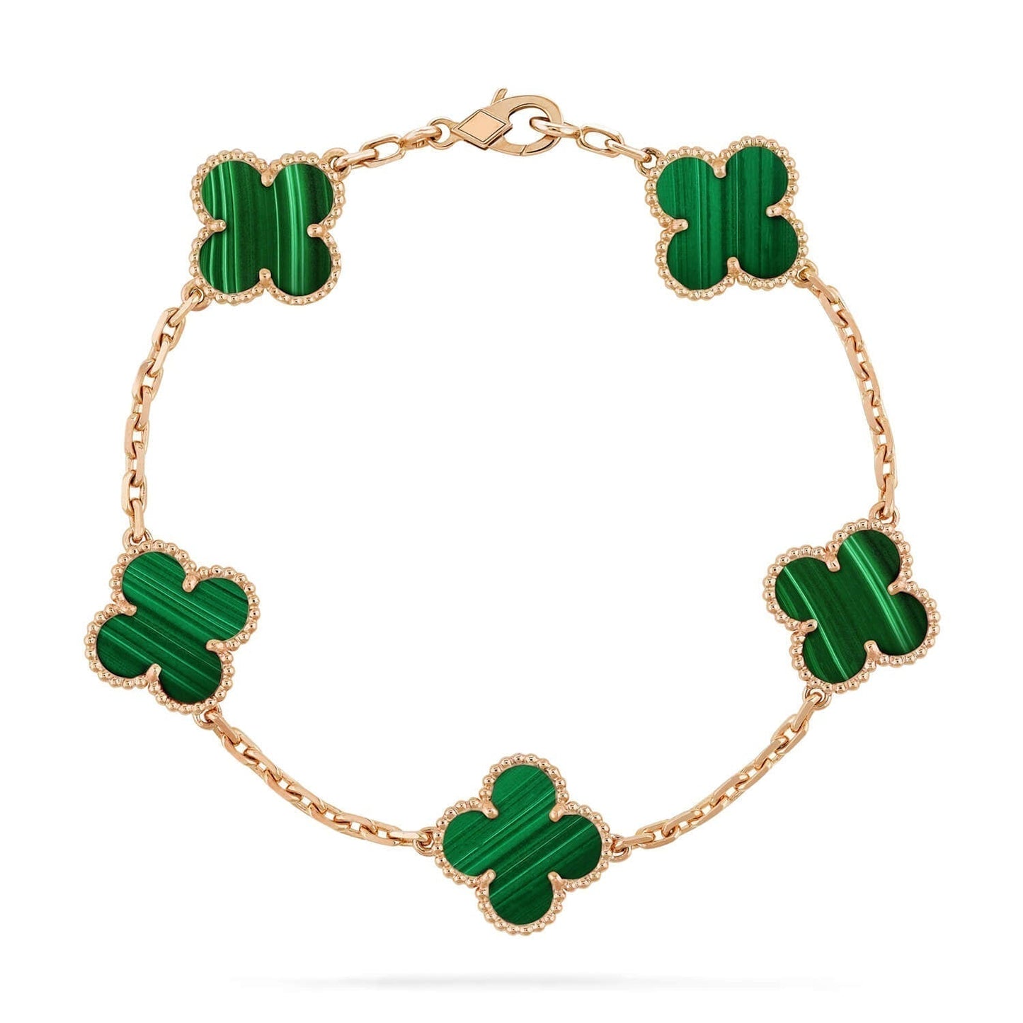 [Okajuri Jewelry]CLOVER 5 MOTIFS MALACHITE BRACELET