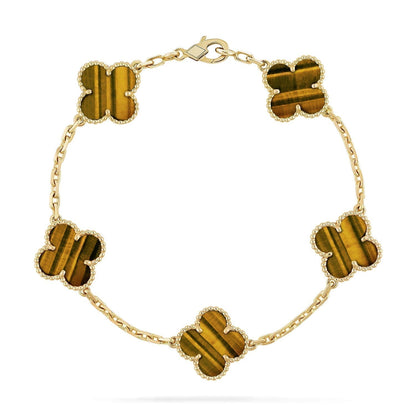 [Okajuri Jewelry]CLOVER  5 MOTIFS TIGER EYE BRACELET