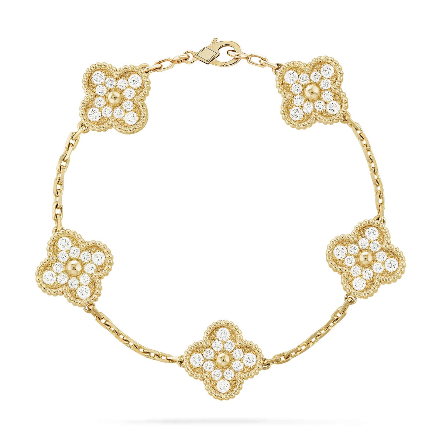 [Okajuri Jewelry]CLOVER 5 MOTIFS  FULL DIAMOND BRACELET