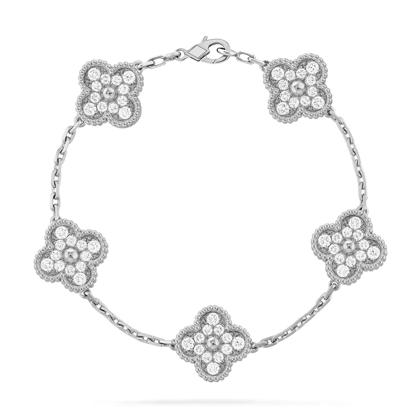 [Okajuri Jewelry]CLOVER 5 MOTIFS  DIAMOND BRACELET SILVER