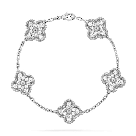 [Okajuri Jewelry]CLOVER 5 MOTIFS  DIAMOND BRACELET SILVER