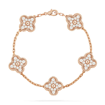 [Okajuri Jewelry]CLOVER 5 MOTIFS  FULL DIAMOND BRACELET