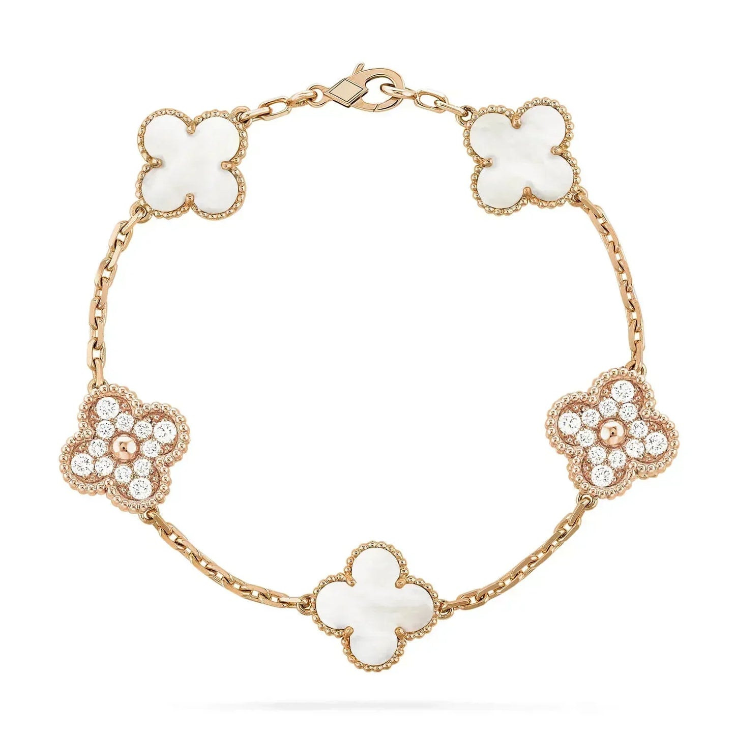 [Okajuri Jewelry]CLOVER BRACELET 5 MOTIF WHITE MOP DIAMOND