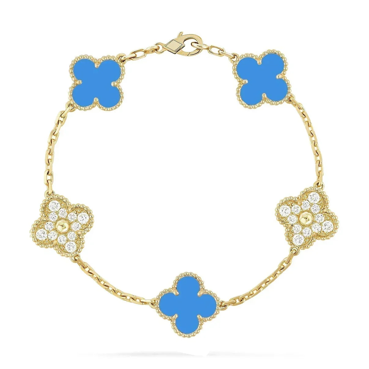 [Okajuri Jewelry]  CLOVER 5 MOTIF BLUE AGATE BRACELET COLLECTION