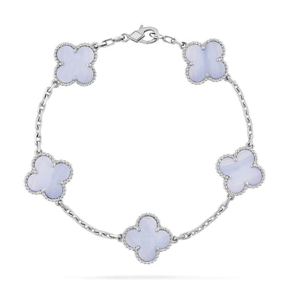 [Okajuri Jewelry]CLOVER  5 MOTIF PURPLE CHALCEDONY BRACELET SILVER