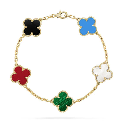 [Okajuri Jewelry]CLOVER 5 MOTIFS MULTICOLOR  BRACELET