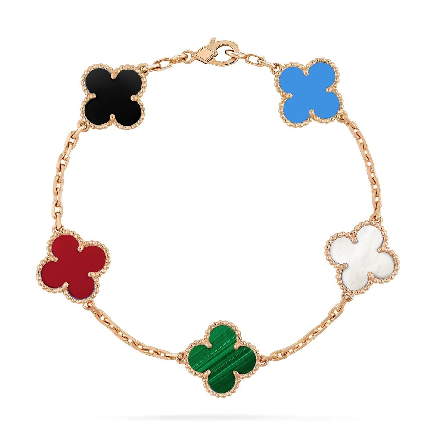 [Okajuri Jewelry]CLOVER 5 MOTIFS MULTICOLOR  BRACELET