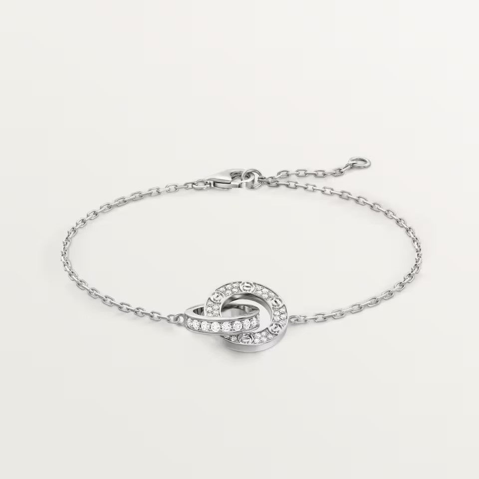 [Okajuri Jewelry] LOVE DOUBLE RING FULL DIAMOND BRACELET
