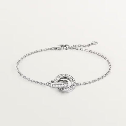 [Okajuri Jewelry] LOVE DOUBLE RING FULL DIAMOND BRACELET