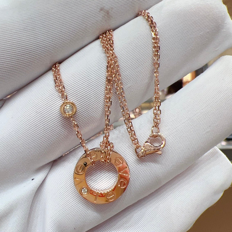 [Okajuri Jewelry] LOVE NECKLACE 16MM 2 DIAMONDS