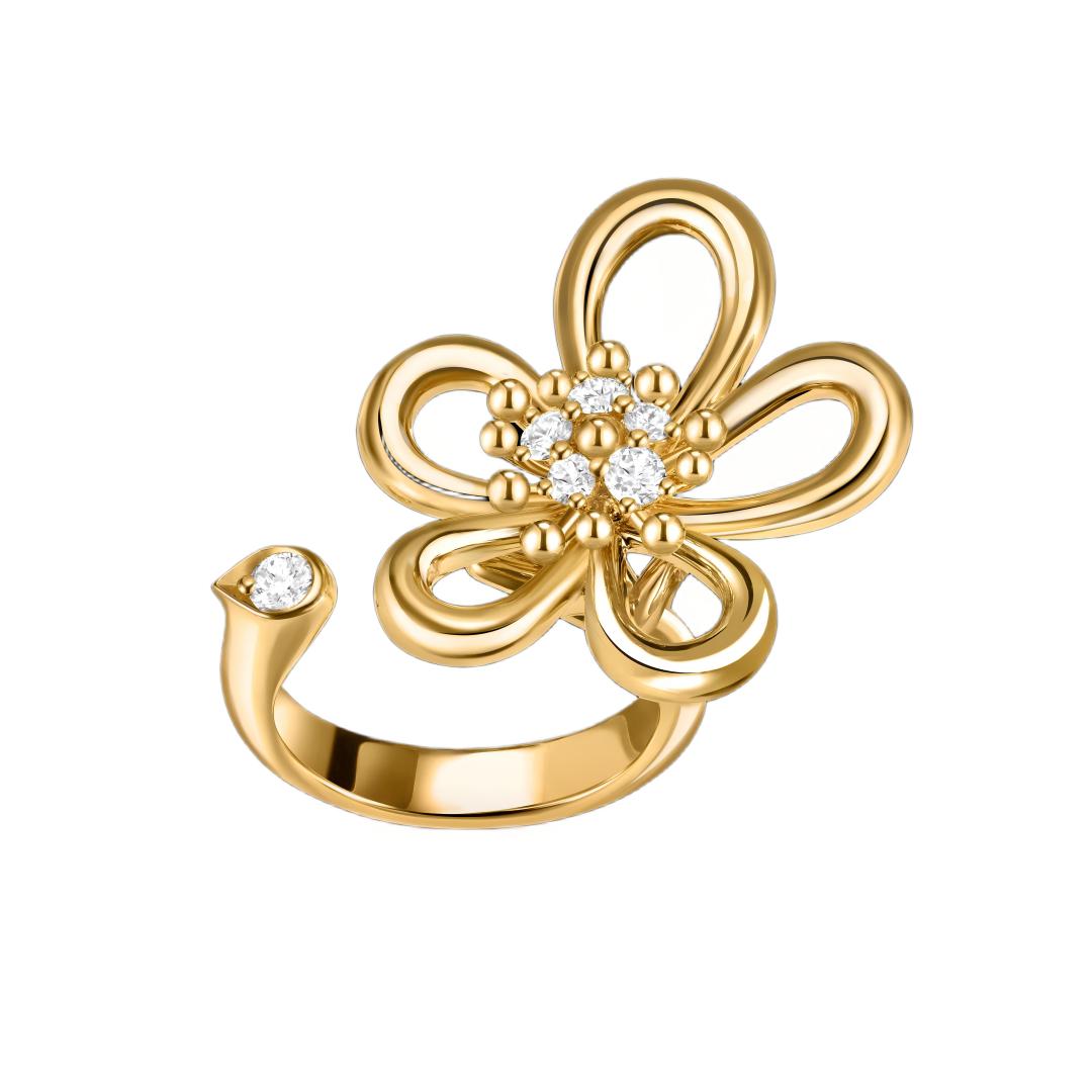 [Okajuri Jewelry]  FLOWERLACE OPEN RING 5 DIAMONDS