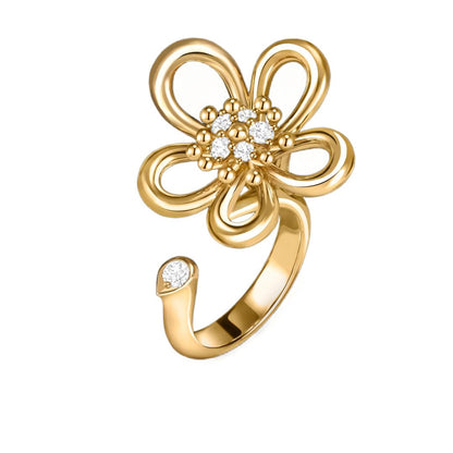 [Okajuri Jewelry]  FLOWERLACE OPEN RING 5 DIAMONDS