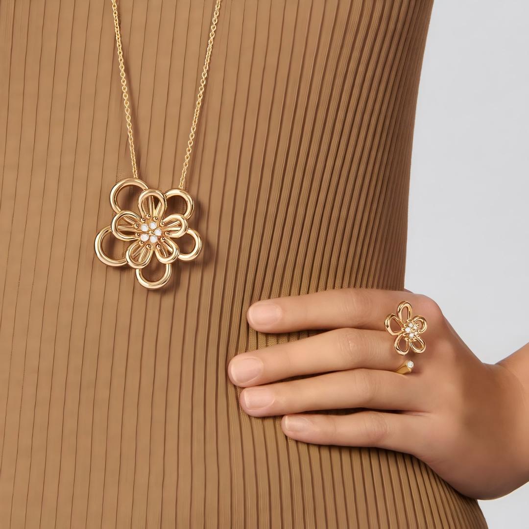 [Okajuri Jewelry]  FLOWERLACE OPEN RING 5 DIAMONDS