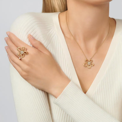 [Okajuri Jewelry]  FLOWERLACE OPEN RING 5 DIAMONDS