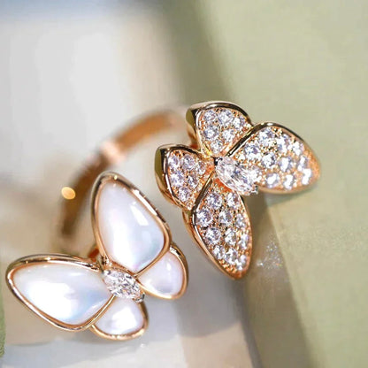 [Okajuri Jewelry]TWIN BUTTERFLY DIAMOND MOP RING