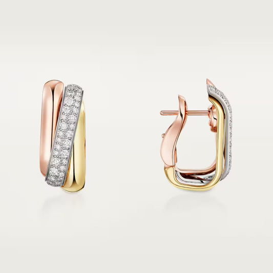 [Okajuri Jewelry] TRINITY HALF DIAMOND  CUSHION EARRINGS