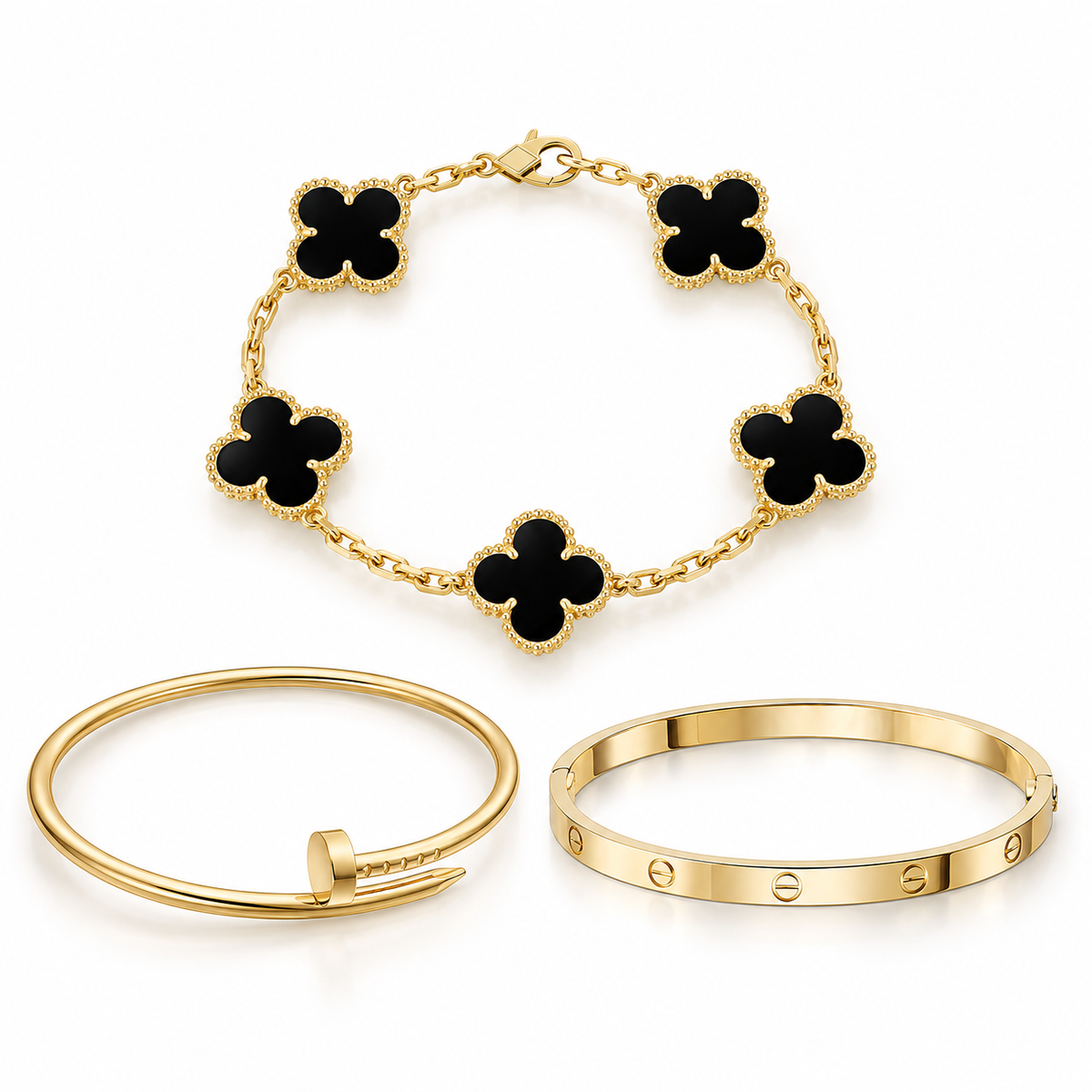 [Oakjuri™ Jewelry] ]Clover & Juste & Lover  Bracelet Stack Set