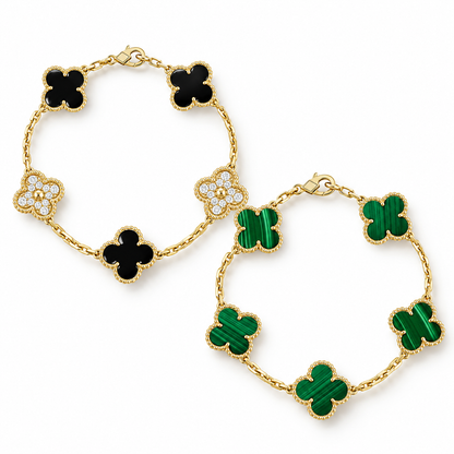 [Oakjuri™ Jewelry] ]Clover 5 Motifs  Duo Bracelet Stack Set