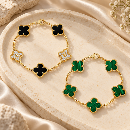 [Oakjuri™ Jewelry] ]Clover 5 Motifs  Duo Bracelet Stack Set