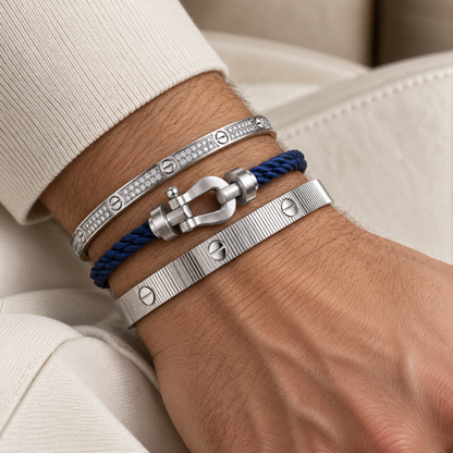 [Oakjuri™ Jewelry] ]Love & Force Large Horseshoe Trio Bracelet Stack Set