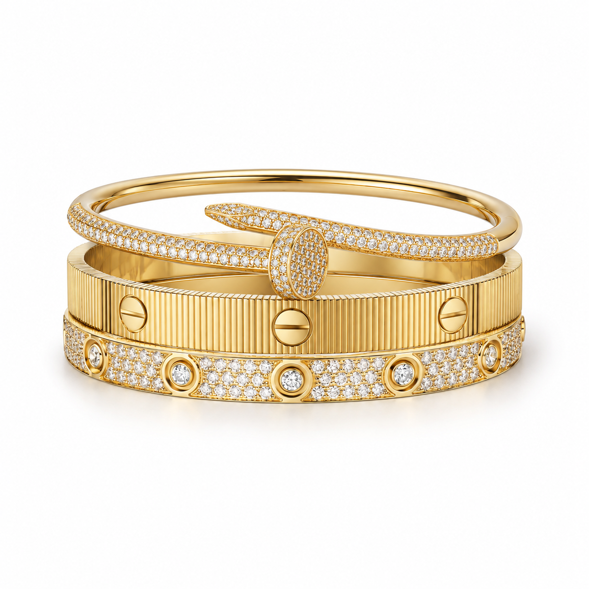 [Oakjuri™ Jewelry] ]Love & Juste Statement Bracelet Trio Stack Set