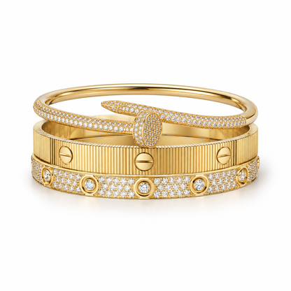 [Oakjuri™ Jewelry] ]Love & Juste Statement Bracelet Trio Stack Set