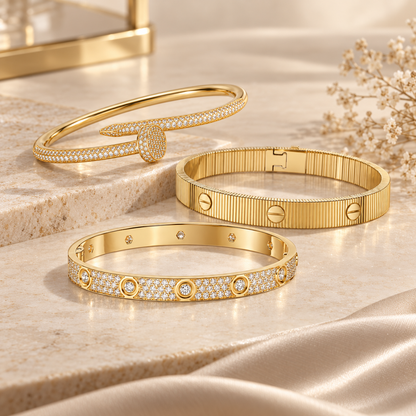 [Oakjuri™ Jewelry] ]Love & Juste Statement Bracelet Trio Stack Set