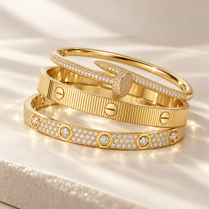 [Oakjuri™ Jewelry] ]Love & Juste Statement Bracelet Trio Stack Set