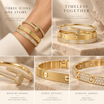 [Oakjuri™ Jewelry] ]Love & Juste Statement Bracelet Trio Stack Set